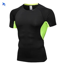 Быстросохнущие тонкие футболки спортивные мужские сетчатые лоскутные футболки компрессионная рубашка топы Бодибилдинг Фитнес o-образным вырезом с коротким рукавом Футболка