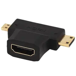 HDMI 2 в 1 т Женский переходник штекер Mini HDMI и Mini HDMI Мужской адаптер, черный