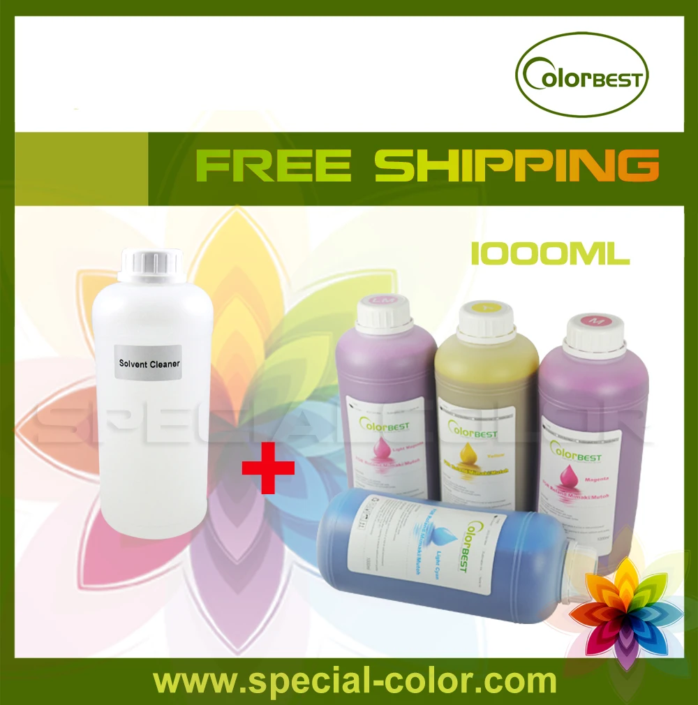 

4 Liters for Epson DX4 DX5 Head Printer Ink (Eco Solvent Ink) + 1 Liter Solvent Cleaning Liquid for Roland/Mimaki/Mutoh/Epson