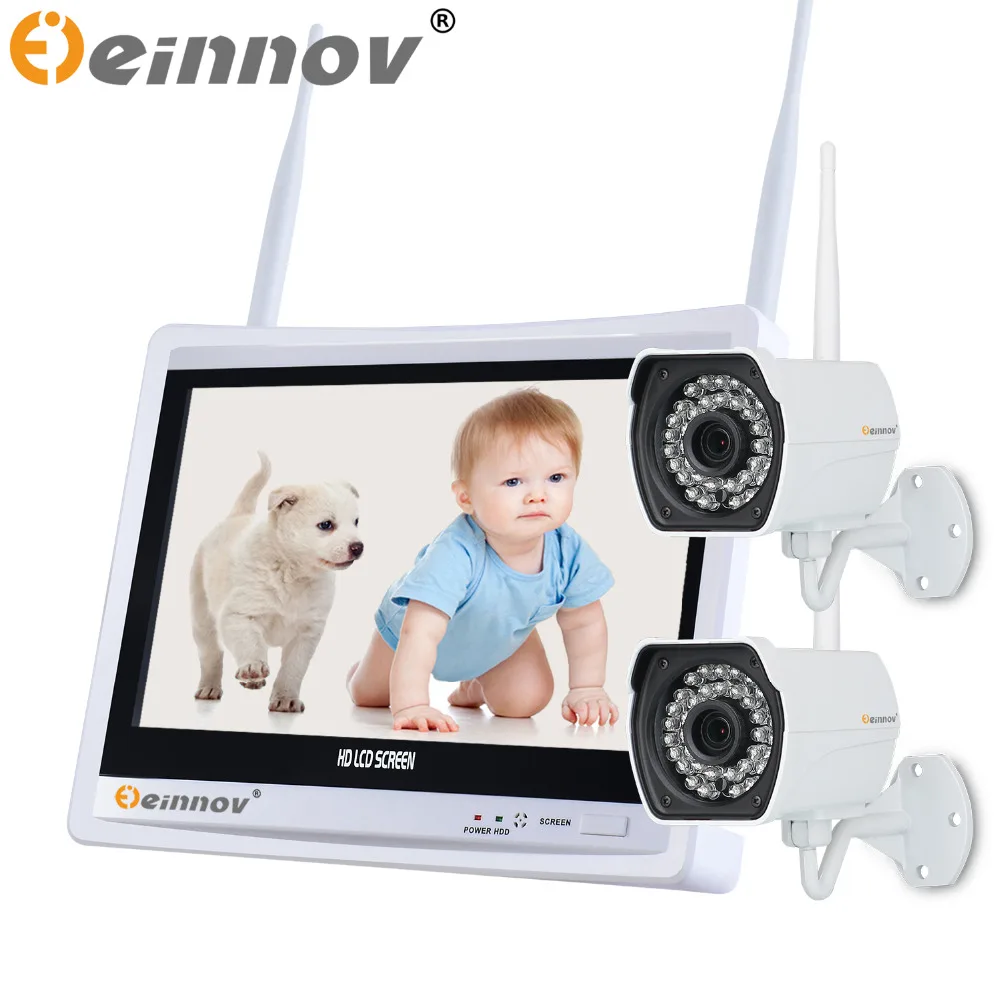 

EINNOV 1CH/2CH CCTV System Wireless 720P NVR 1PCS/2PCS 1MP IR Outdoor P2P Wifi IP CCTV Security Camera System Surveillance Kit