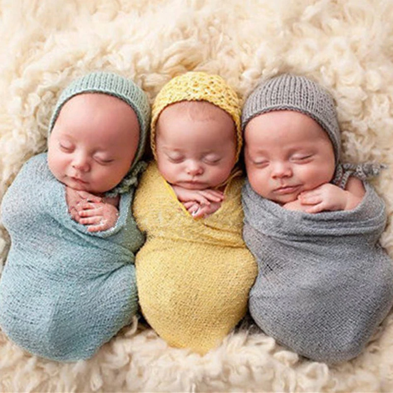 Baby Photography Props Blanket Rayon Stretch Knit Swaddling Newborn Hammock Swaddlings Padding Nubble | Мать и ребенок