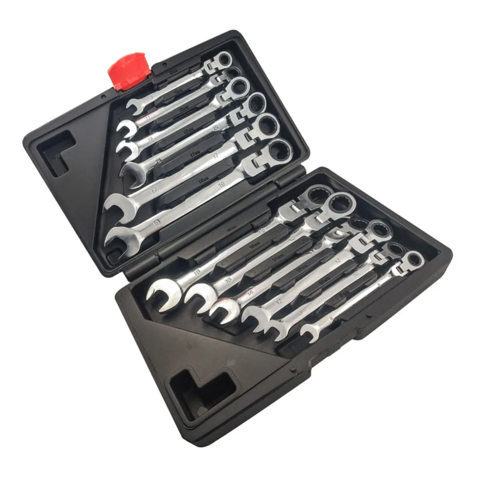 

12 pcs Fixed Ratchet Wrench Tools Socket Works with Spline Bolts Torx 360 Degree 6-Point Universial Furniture Car Repair