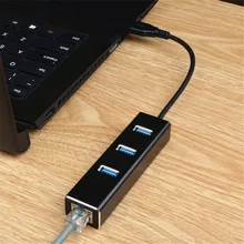 USB 3,0 концентратор штекер до 3 портов Женский адаптер с 10/100/1000 м адаптивный RJ45 порт конвертер алюминиевый корпус usb-удлинитель для ноутбука