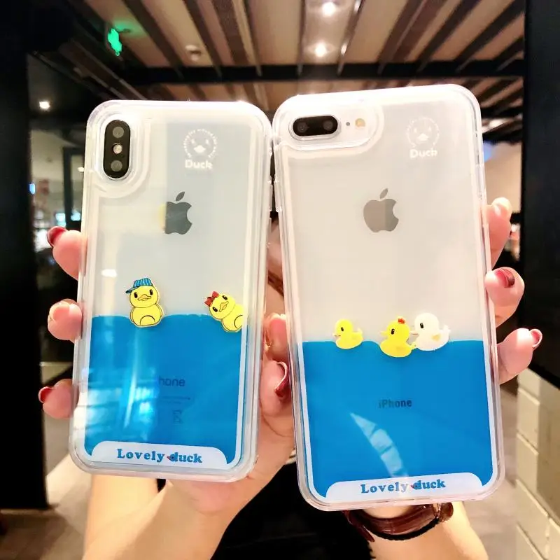 

Luxury Cartoon 3D Swimming Duck Animal Dynamic Liquid Quicksand Cover Case For Apple iPhone 5 5S 5SE 6 6S 7 8 Plus X Phone Cases