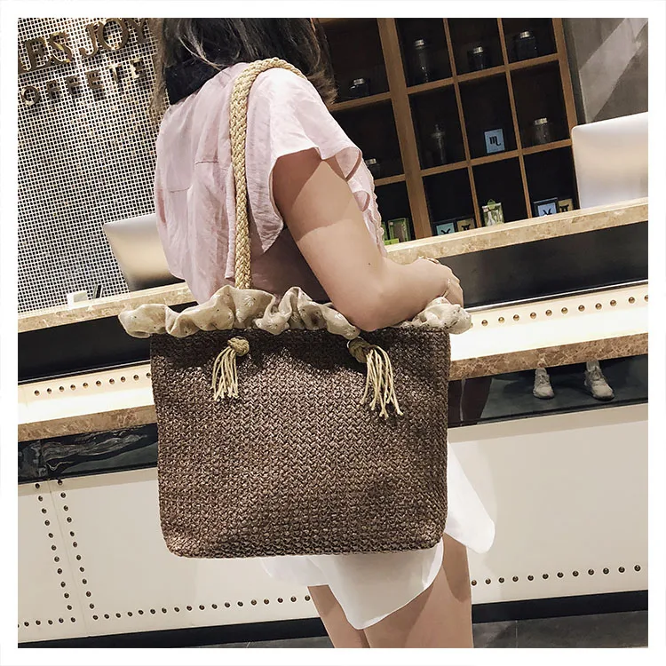 Più A Borsa A Estate Disegno Capacità Di Grande Paglia Tote Donne c Waiguy889 d Moda Nuovo Tracolla Casuale Dell'annata b Delle zw4dzY
