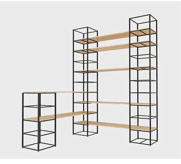 Предварительно собранные железные стеллажи на угловых/полках из цельной древесины