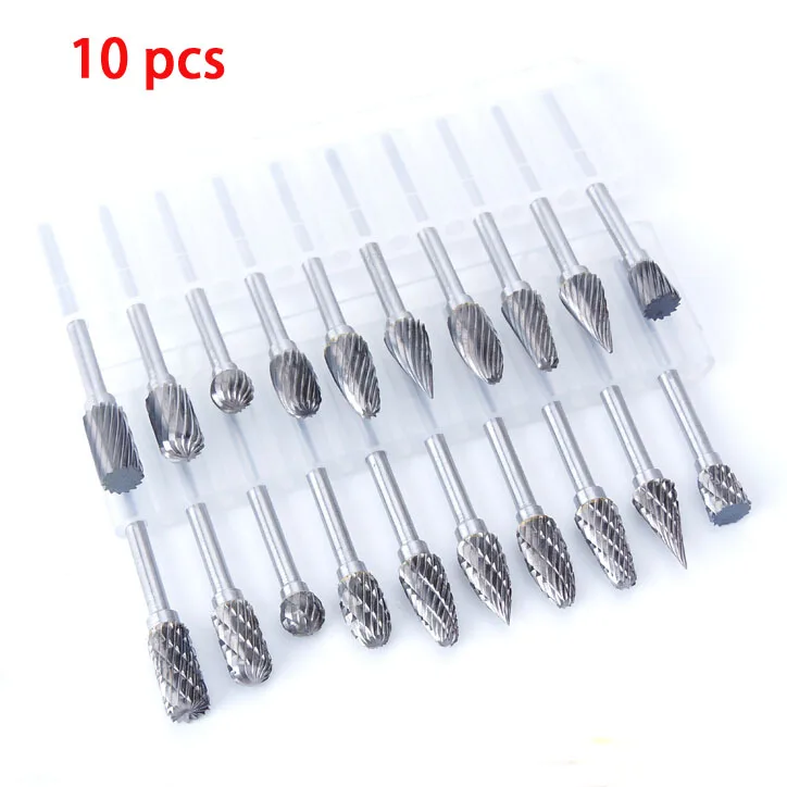 Carboneto de Tungstênio Novo Shank Fresa Ferramenta Rotativa Rebarbas Duplo Diamante Corte Rotativo Ferramentas Dremel Moagem Elétrica 10pc 1 – 8