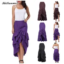 Летние миди юбки женские корейские оборки женские рубашки пляжные Многослойные расклешенные юбки с высокой талией праздничные однотонные вечерние Клубное платье