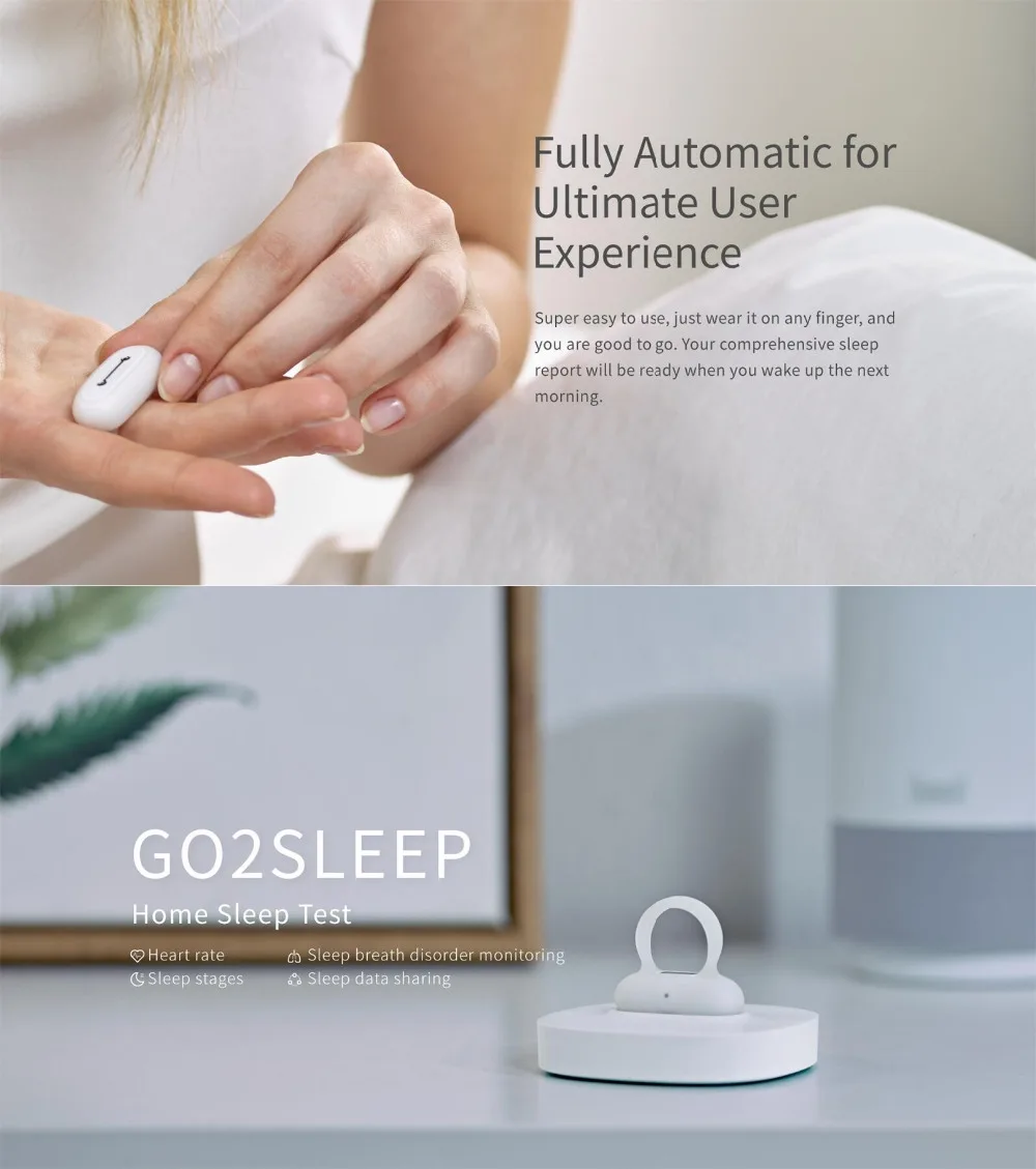 SLEEPON GO2SLEEP Смарт носимое кольцо Фитнес браслет AI питание домашнее устройство для сна кислородный пульсометр