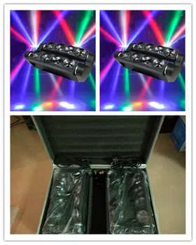 

2 pieces with flightcase 8x10w 4in1 spider moving LED beam dj light 8 Heads rgbw Full Color spider Led Beam Moving Head