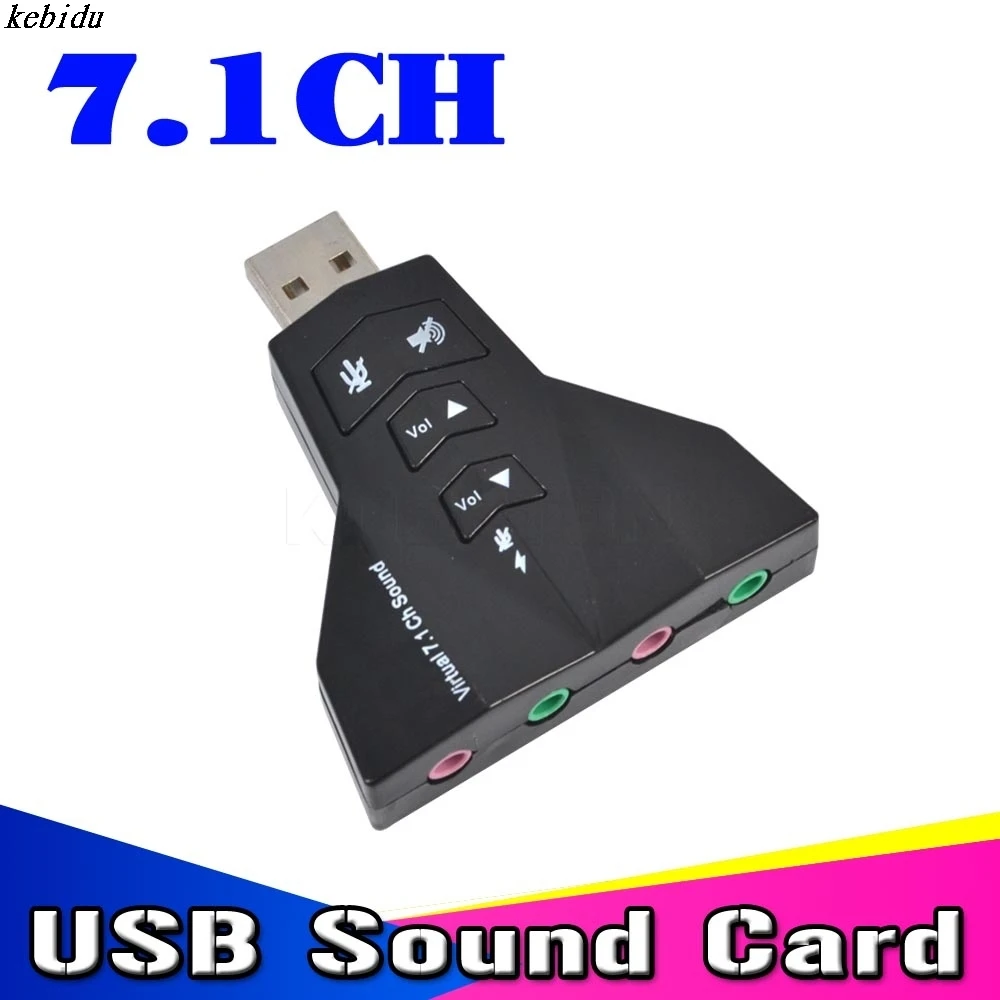 

kebidu Microphone MIC Headset 7.1 Ch 3D Audio Card Converter Double Sound Card External Virtual 7.1 Channel USB 2.0 Adapter Dual