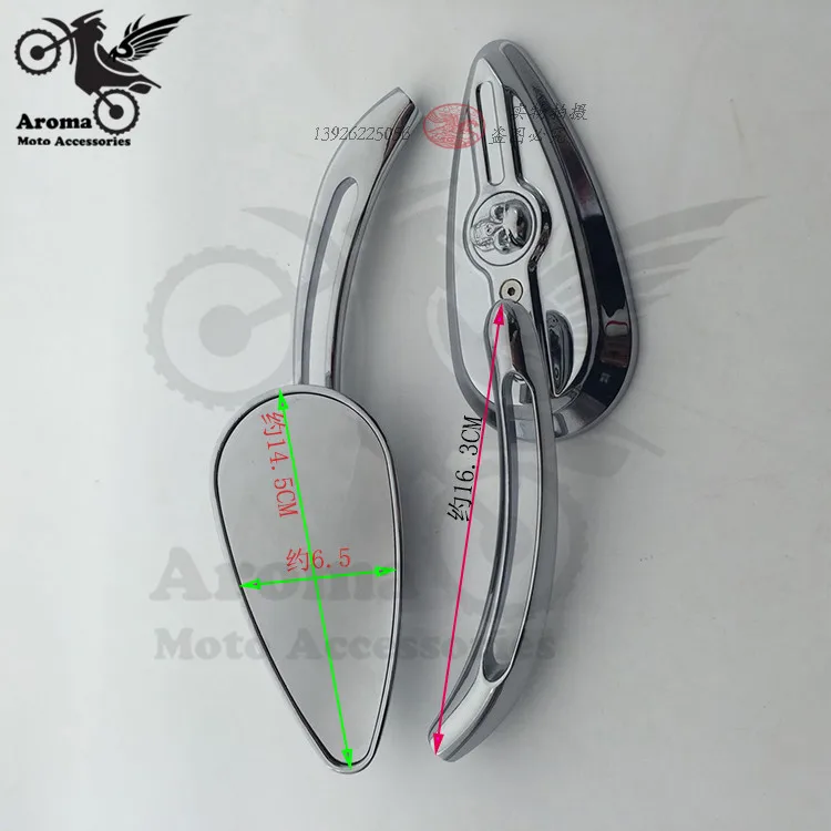 

top quality Electroplate motorcycle mirror for harley rearview mirror Skull Style sliver Chrome motorbike Side Mirrors hot sell
