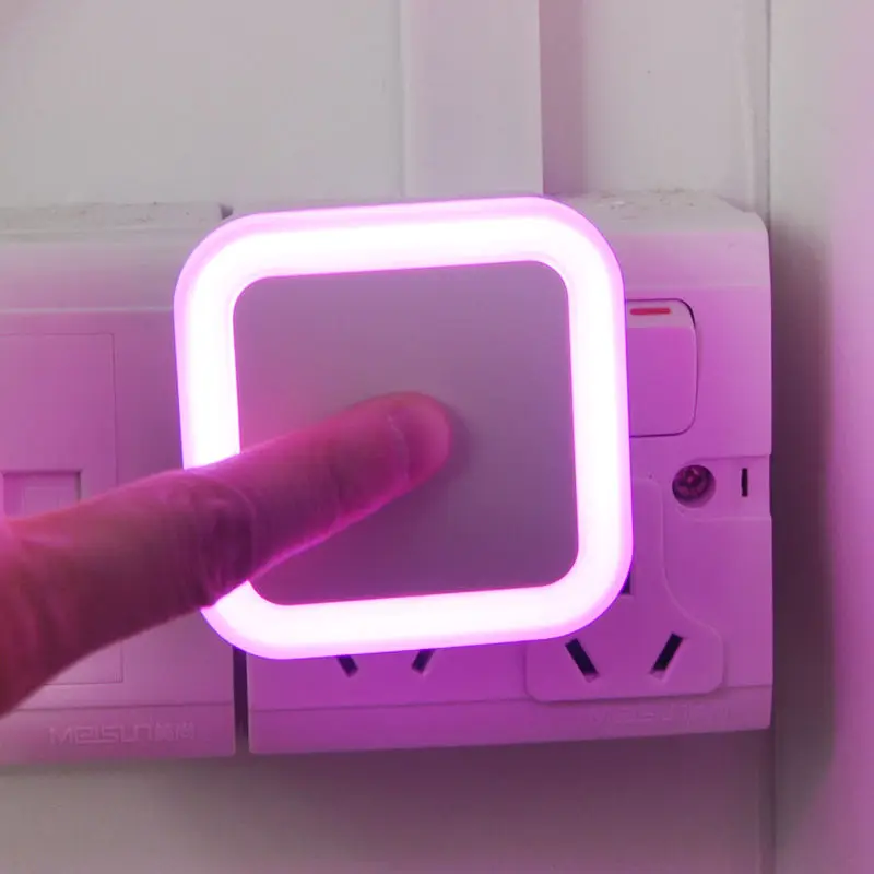 

Mini Light Sensor Control Night Light Novelty Square Bedroom lamp For Baby Gift Romantic White Blue Red Yellow Lights US Plug