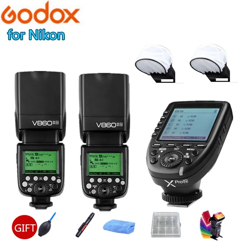 

2x Godox V860IIN HSS TTL Flash 1/8000S 2.4G Speedlight Li-on Battery + Xpro-N Trigger for Nikon D7200 D7100 D7000 D5500 D5300