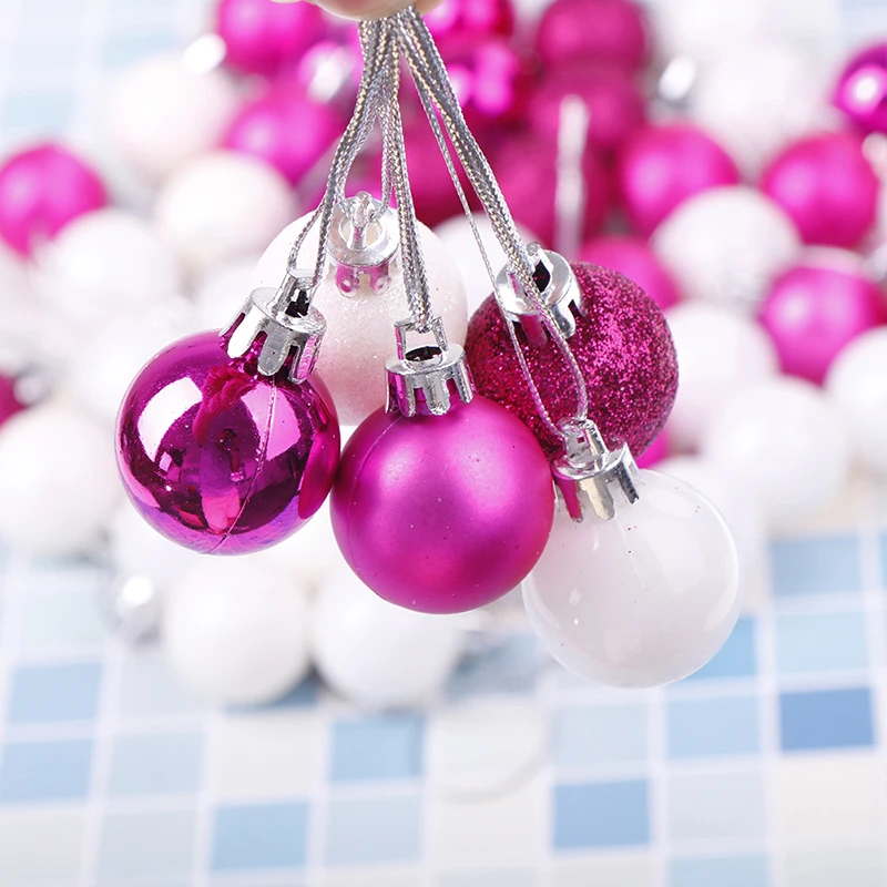 24pcs/lot Christmas Tree Decor Ball 30mm Xmas Party Hanging Ball Ornament Bauble Decorations For Home Christmas Gift 2 Colors