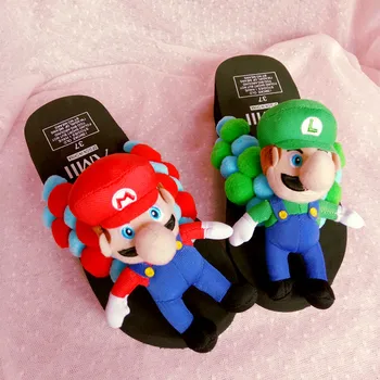 

Korean version of the summer slope with thick bottom flip flops handmade ball Super Mary slippers cute cartoon sandals women