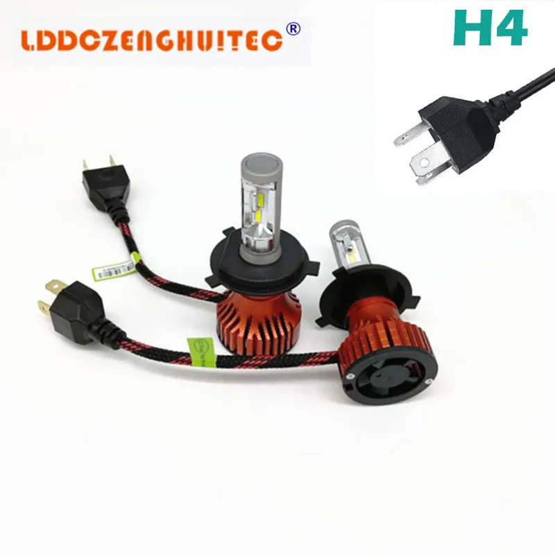 LDDCZENGHUITEC T8 H4 H7 H11 9005 9006 H1 светодиодный ные Автомобильные фары 12 В 24 ZES чипы 60 Вт 8000лм