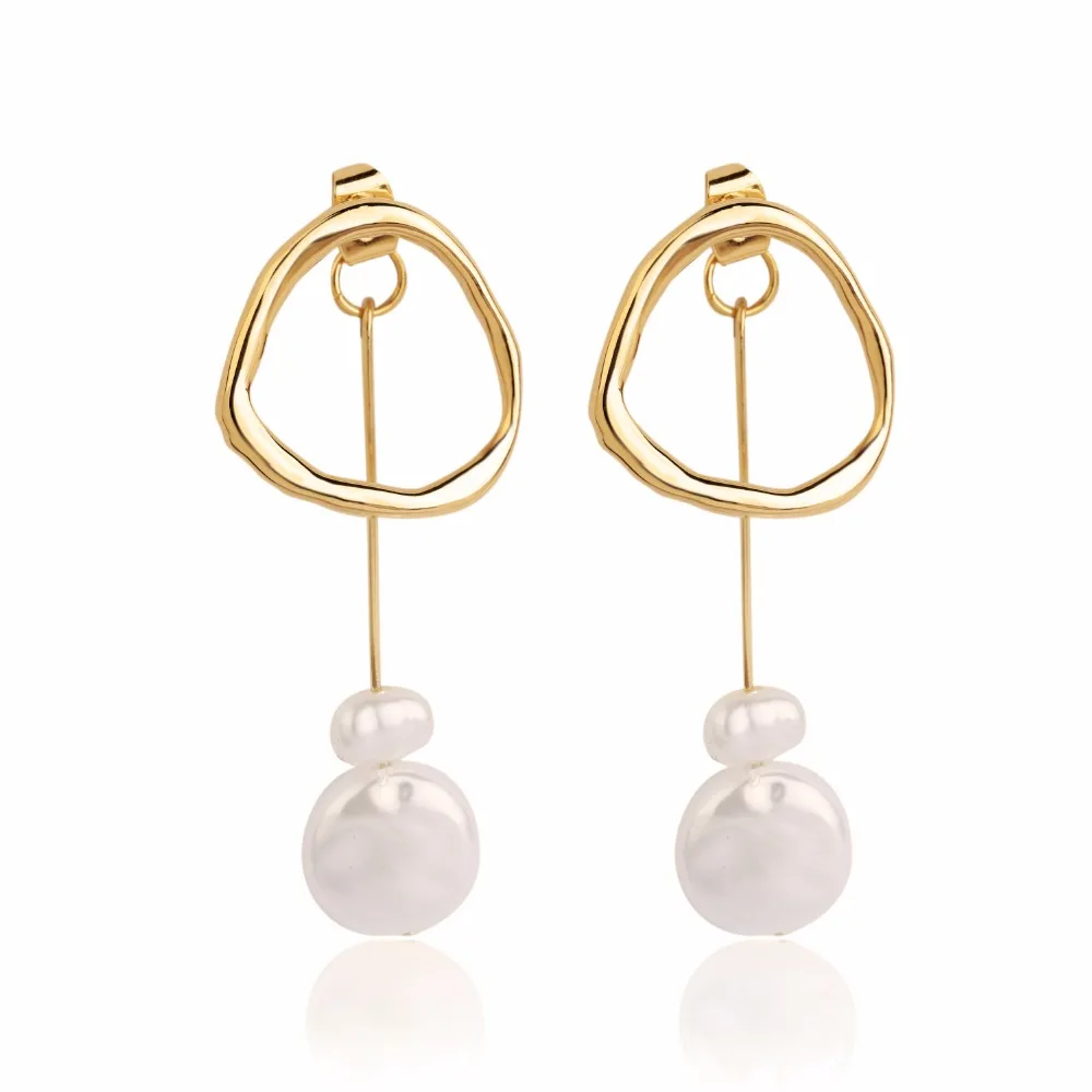 

2019 Pearl drop earrings Rear hanging long earrings imitation pearl earrings Geometric earrings for women fashion jewellery A838