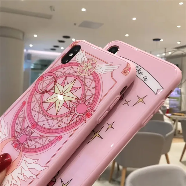 Для iPhone 6 6S 7 8 Plus XR X XS Max Sailor Moon Cardcaptor Sakura стеклянный жесткий чехол для телефона+ Защитная пленка для экрана из закаленного стекла