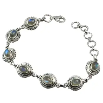 

Genuine Labradorite Bracelet 925 Sterling Silver, 20 cm, MHBB0136
