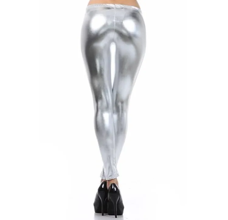 o jogo do comprimento do tornozelo leggings de couro do falso