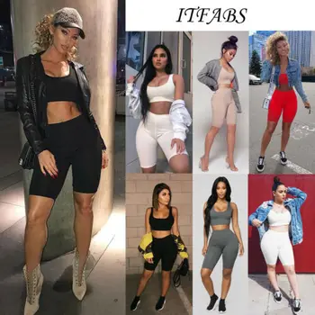 

2019 New Fashion Casual Functional Women Sports Set Gym Running Fitness Clothing Workout Vest Top and Shorts 5 Colors S-XL