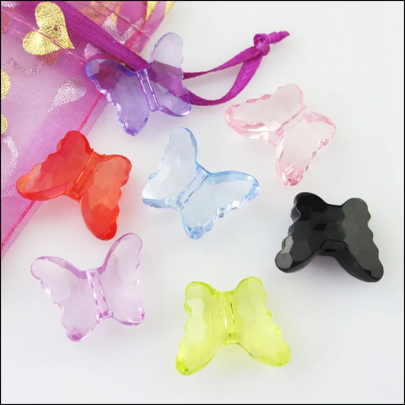 

New 12Pcs Mixed Plastic Acrylic Clear Butterfly Spacer Beads Charms 18x22.5mm