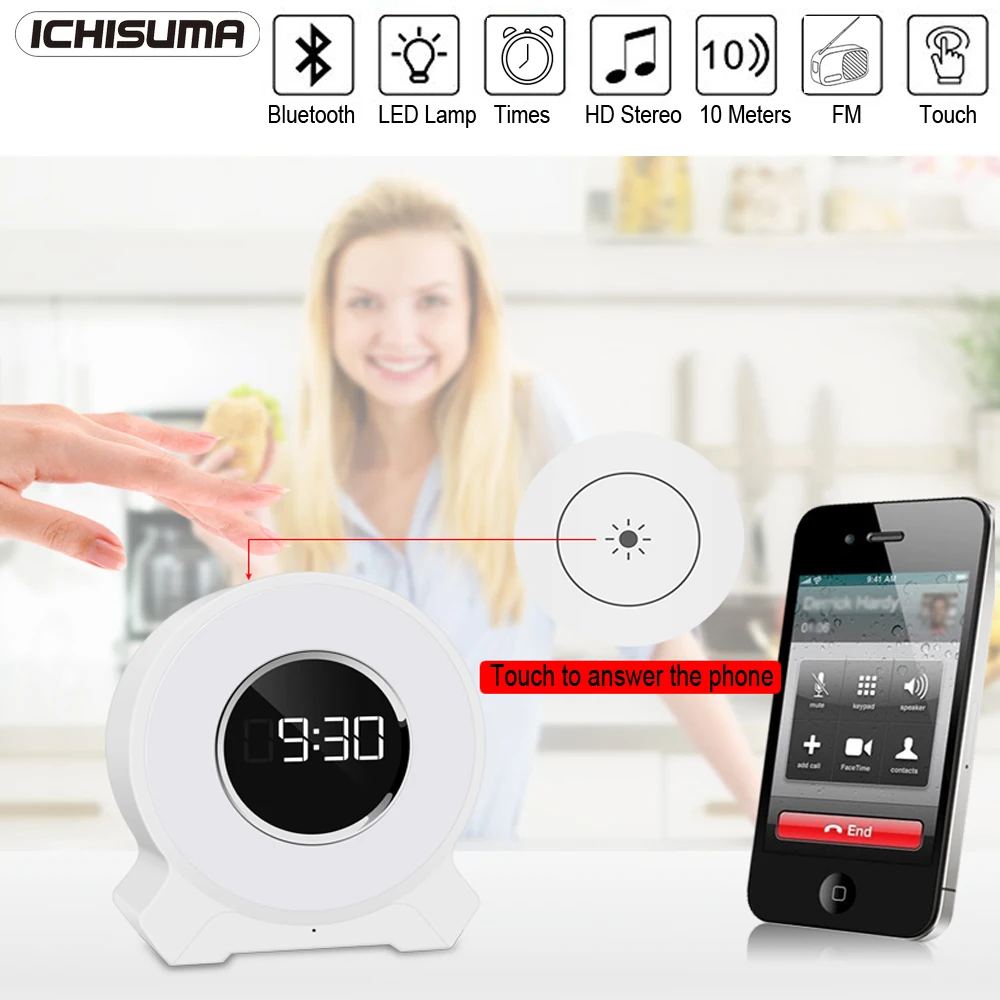 

Bluetooth Speaker With Night Light LED RGB Colorful Music Speaker And Clock And FM Radio Bluetooth 4.2 Wireless Speaker