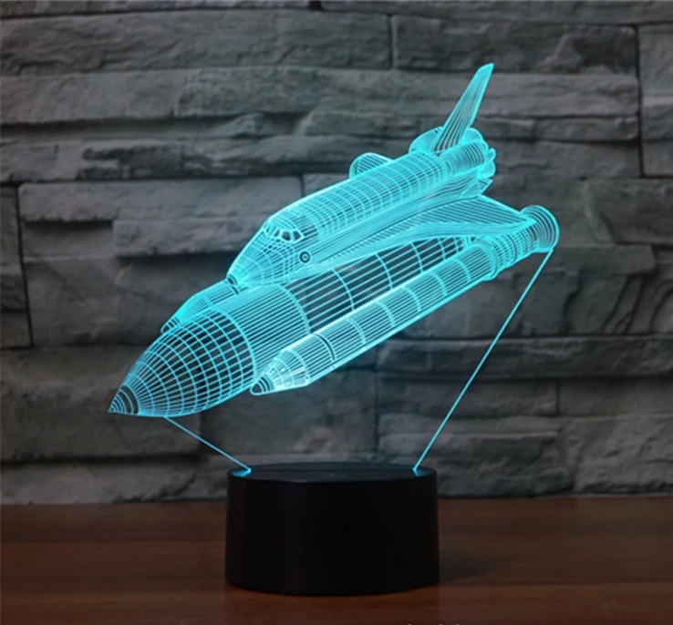 

[Seven Neon]free Shipping 2018 Space shuttle Acrylic 7Colors Desk Lamp 3D Lamp Novelty Led Night Light Millennium Falcon Light