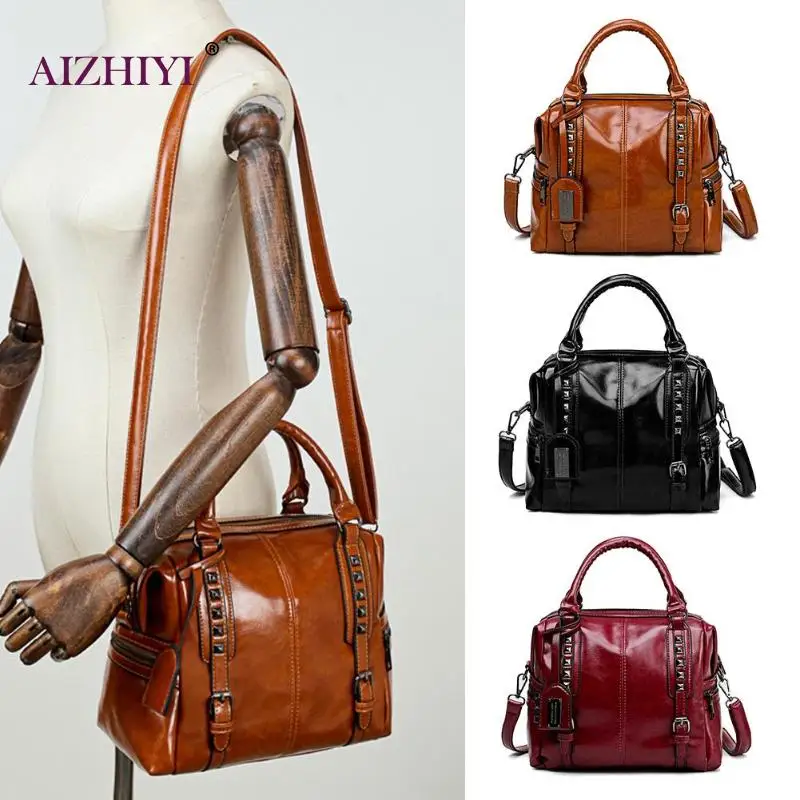 السيدات أزياء ريترو خمر برشام رسول أعلى-حقائب بيد بو الجلود المرأة عارضة بلون Crossbody شنطة كتف جديد السيدات أزياء ريترو خمر برشام رسول أعلى-حقائب بيد بو الجلود المرأة عارضة بلون Crossbody شنطة كتف جديد