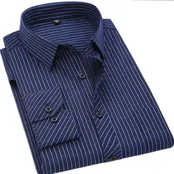 Мужская рубашка большого размера 6XL 5XL 4XL деловая Повседневная рубашка с длинными рукавами Классическая полосатая мужская рубашка