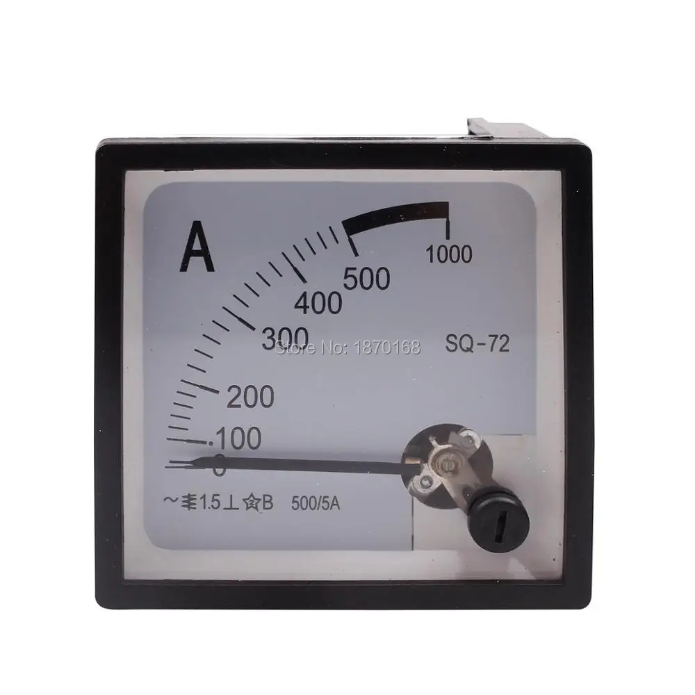 SQ72 AC 500/5A Square Panel Meter Gauge Current Analogue Analog Ammeter