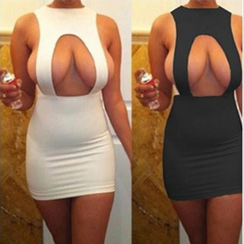 

S-XXL Sexy Bandage Dress New Summer Black White Mini Dress Sleeveless Slim Hollow Out Pencil Bodycon Dress Female Dresses