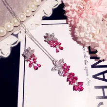 S925 Серебряные Ювелирные наборы для женщин кисточки Висячие серьги ожерелье кулон роскошный темперамент кубический цирконий ювелирные изделия