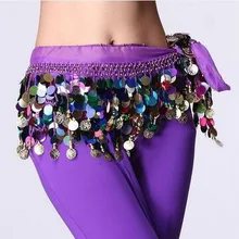 Костюмы для танца живота, шифоновые цветные блестки, пояса для танца живота для женщин, танцевальный набедренный шарф для живота