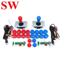 Ручка для самоделки 8 способ аркадный набор джойстиков запчасти 24 мм/30 мм Кнопка Замена аркадный кабель USB кодер для ПК MAME Raspberry Pi 3