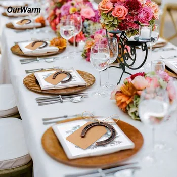 

OurWarm Party Favor 10pcs Wedding Horseshoe Gift for Guest Bronze Mini Horseshoe+Tags Wedding Table Number Western Lucky Gifts