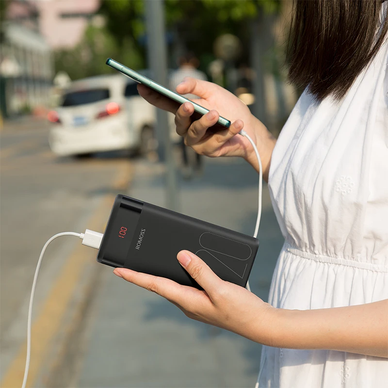 ROMOSS Ares 20 20000mAh Power Bank USB Type Portable Charger External Battery 5V 2.1A With LED Display For Phones Tablet