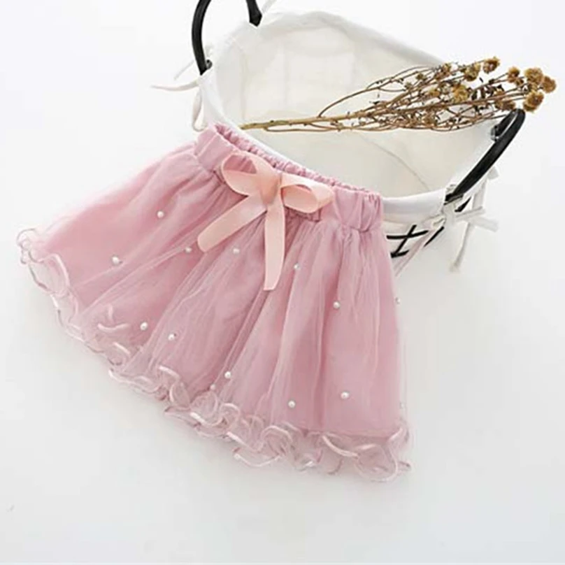 Детская юбка от 2 до 6 лет элегантная вышитая юбка с жемчужинами, юбка вечерние Пышные юбки из тюля для маленьких девочек, летняя одежда