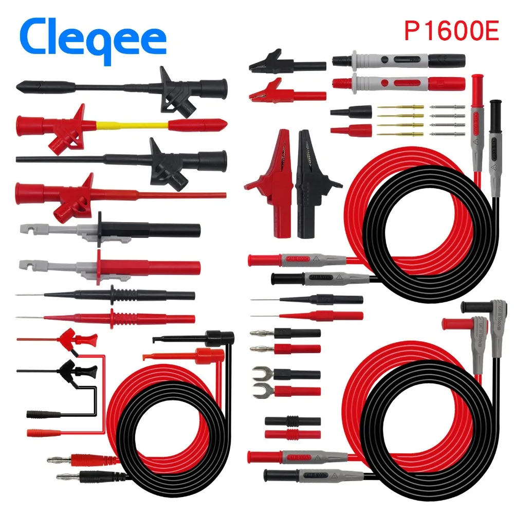 Cleqee P1600E/F 18 в 1 подключаемый щуп тестера Тестовые провода комплект Автомобильный зонд набор IC тестовый крюк Fluke bnc-тестовый кабель