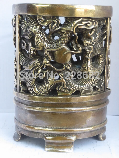 

Collect Chinese Old Copper Carved Dragon Openworkr Pen Holder ,chinese Pen Holder