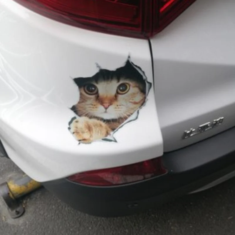 1pcs 3D Cat Stickers Funny Simulation Cute Cartoon Vinyl Reflective Stickers Cat for Laptop Motorcycle Car Window Suitcase