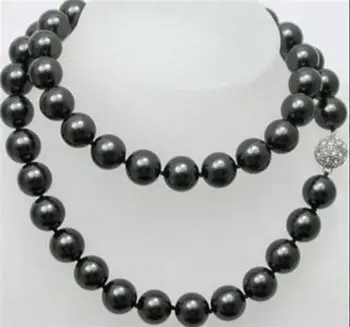 

Hot 12mm Black Sea Shell Pearl Long Necklace 34''AAA+006 a(5.18)