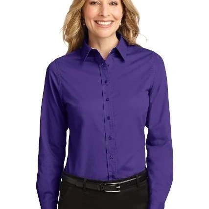 Port Authority L608 Ladies Long Sleeve Easy Care Shirt Purple & Light Stone - Small (1)