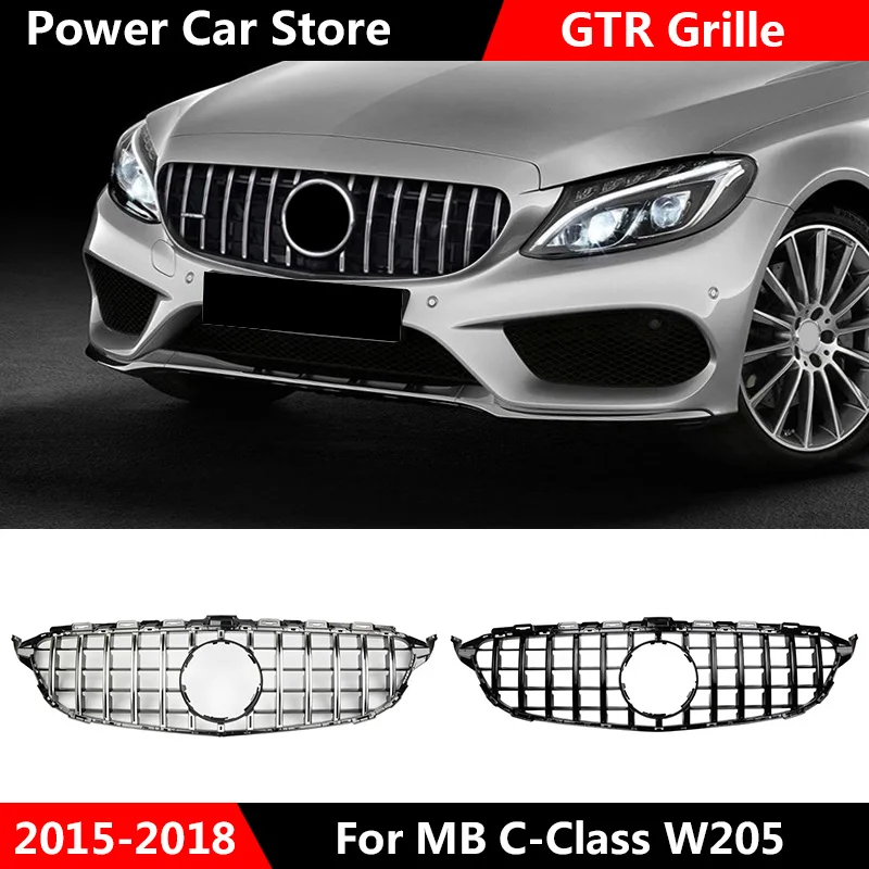 Для W205 GT AMG GTR решетка Передняя R гриль для Mercedes Benz c200 c250 c300 2015 2019 хромированная