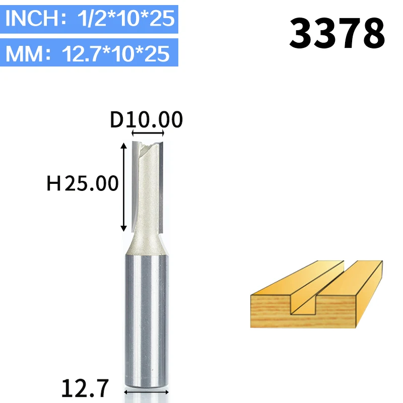 HUHAO 1pcs 1/2"Shank 2 flute straight bit Woodworking Tools Router Bits for Wood Tungsten Carbide endmill milling cutter - Длина режущей кромки: 3378