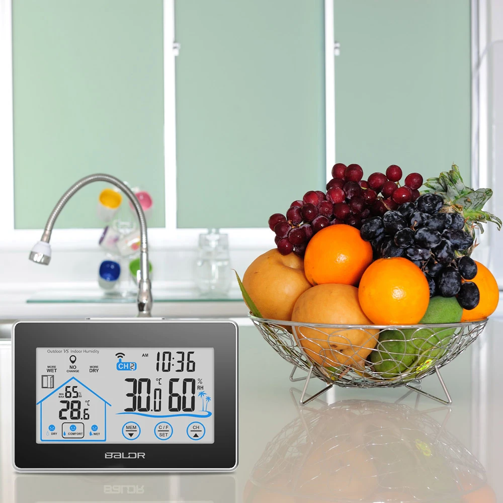 

Digital Thermometer Hygrometer Wireless Touch Weather Station Clock termometro Temperature Humidity Meter Sensor Indoor Outdoor