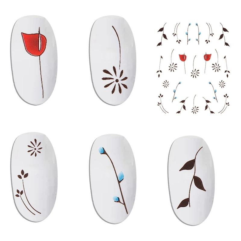 10pcs/set Simple Artistic Black Stencils Nail Art Water Transfer