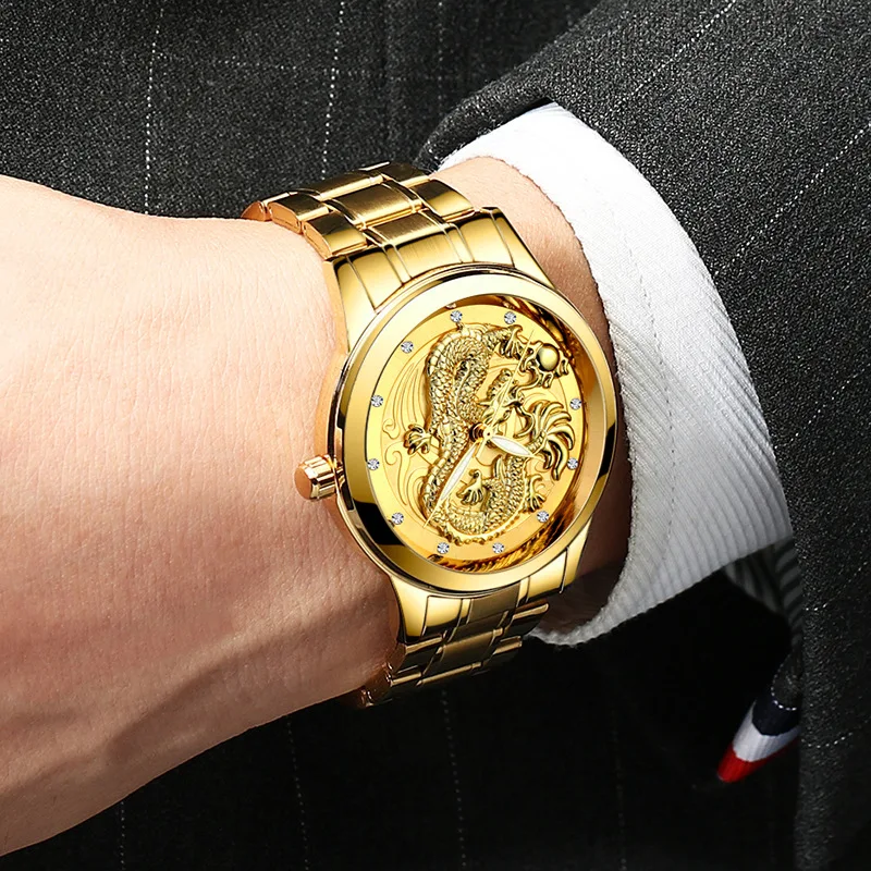 Fashion Steel Strap Luxury Watch Men Creative Dragon Quartz-watch Casual Male Sports Masculino Business Wristwatch Clock Fashion Steel Strap Luxury Watch Men Creative Dragon Quartz-watch Casual Male Sports Masculino Business Wristwatch Clock