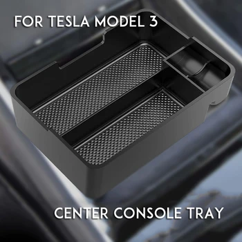 

Center Console Tray Storage Box with Coin and Sunglass Holder for Tesla Model 3 Left Driving Car Armrest Storage Box